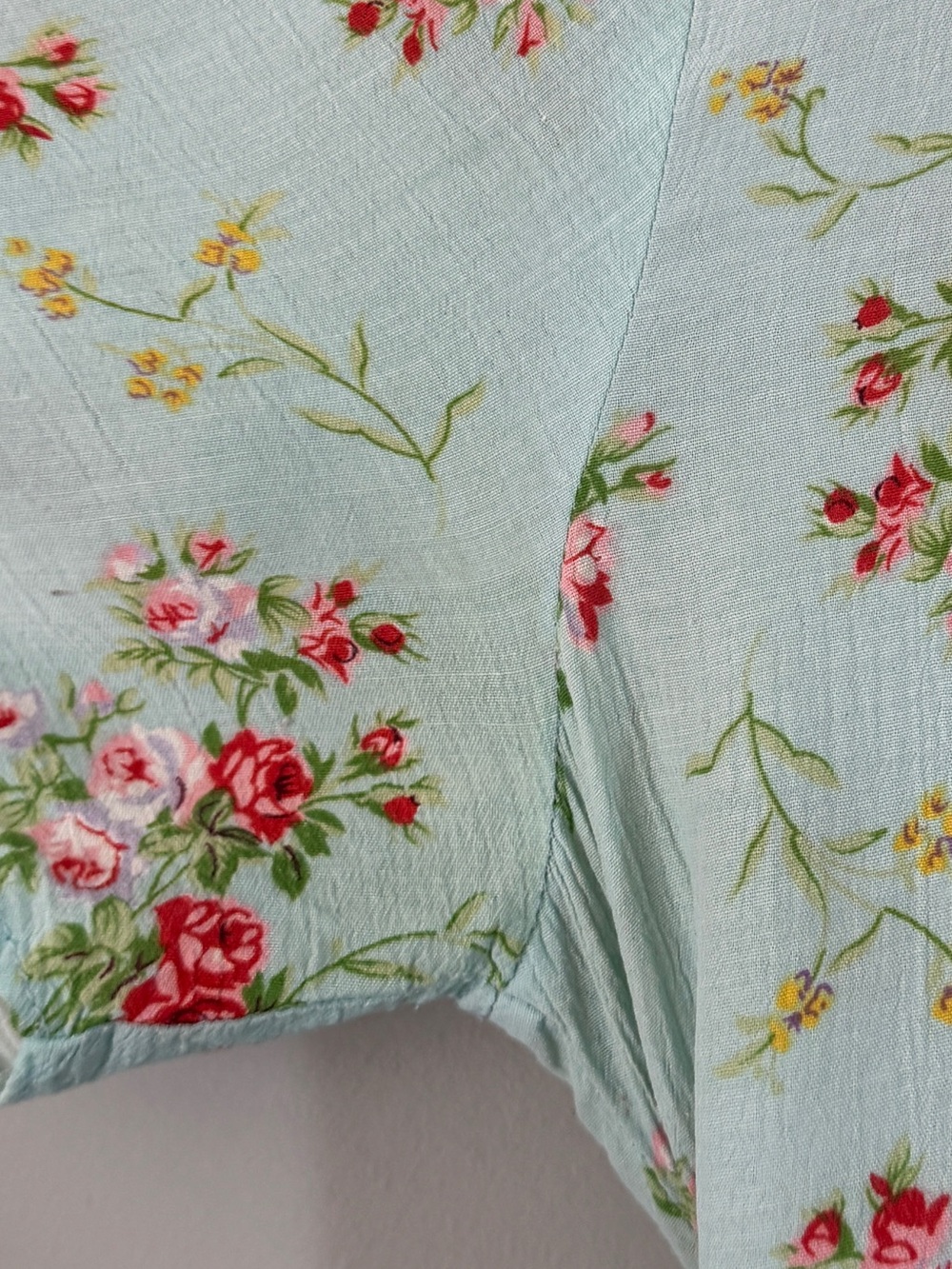 Vintage 90s SMW Style My Way seafoam blue Floral Dress Small Rayon Cottagecore - Picture 12 of 14